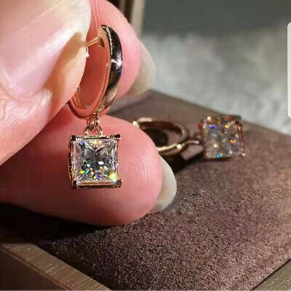 Swarovski Jewelry - Swarovski Elements Rose Gold Square Earrings NEW